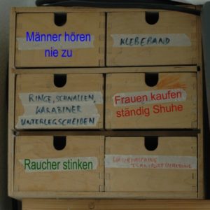 Schublade mit Vorurteilen