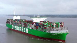 Containerschiff Ever Alot, Elbe, Deutschland
