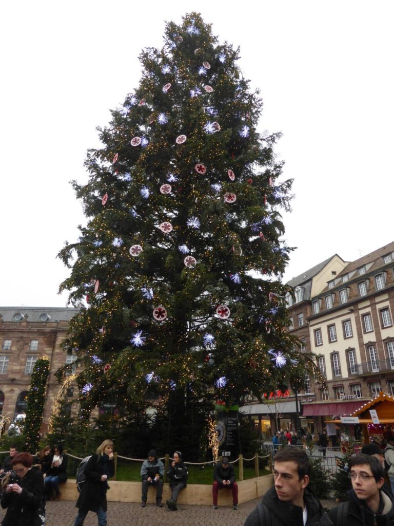 Weihnachtsbaum am Weihnachtsmarkt Straßburg, Frankreich