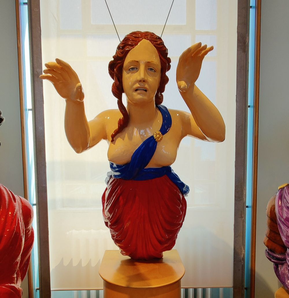 Galionsfigur Eurydice, Portsmouth Historic Dockyard, Großbritannien