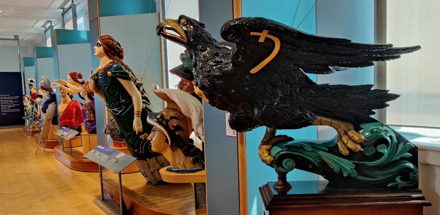 Galionsfiguren, Portsmouth Historic Dockyard, Großbritannien